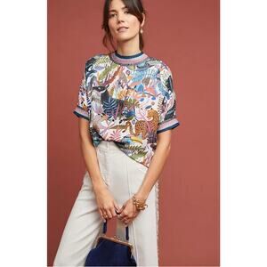 Anthropologie’s Vilagallo Nathalie Top Jungle Print Size XS